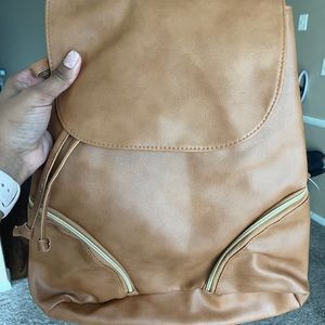Chestnut leather book bag purse